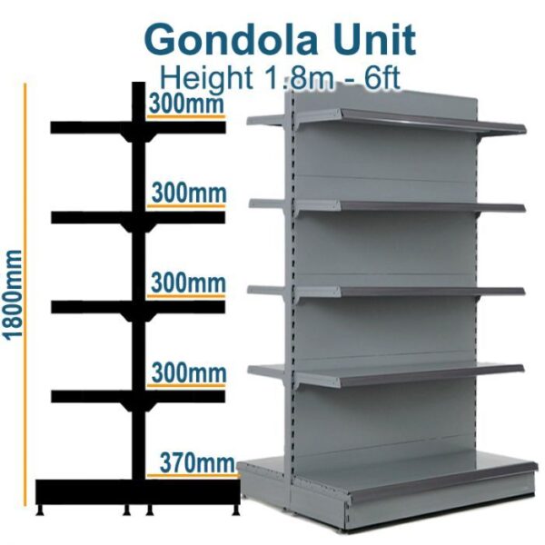 Gondola Shelving Unit 180cm x Base 37cm x Top 30cm web