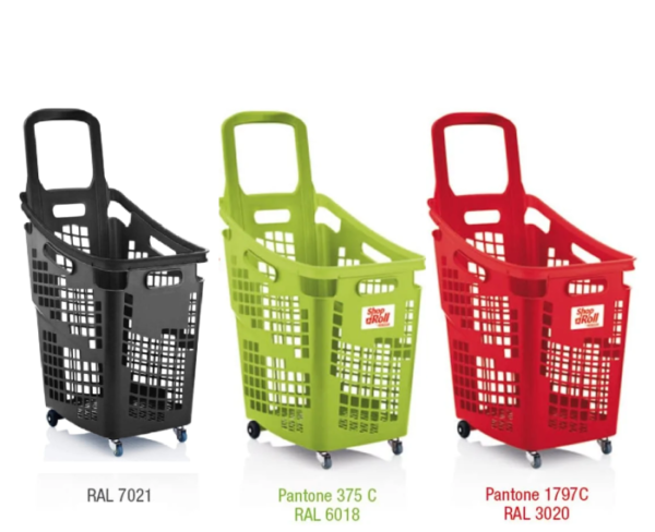 X-Large 4 Wheel Plastic Trolley Basket 65L