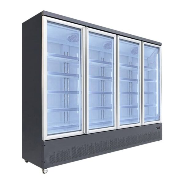 Upright Four Glass Door Freezer | Poli 250cm