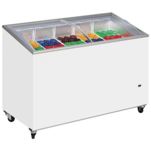 Sliding Curved Glass Lid Ice Cream Chest Freezer 130cm - 325 Litre