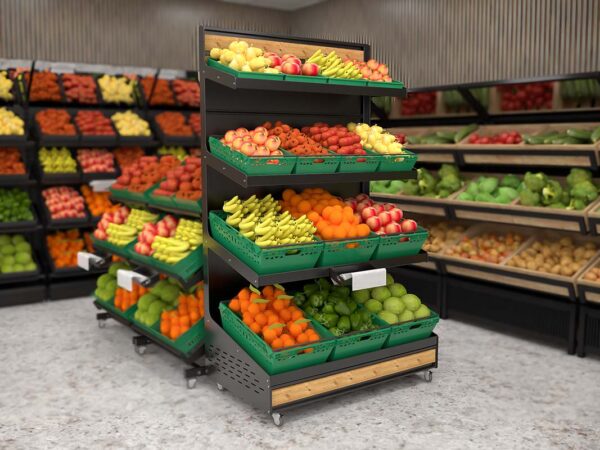 SLS 3 TIER FRUIT AND VEG UNIT ON CASTORS