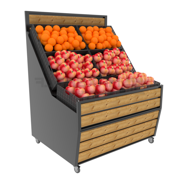 SLS 6 CRATE FRUIT AND VEG DISPLAY ON CASTORS (no crates)