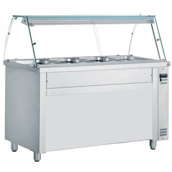 Hot Bain Marie - Curved Glass Display Counter - 115cm 3 Pot