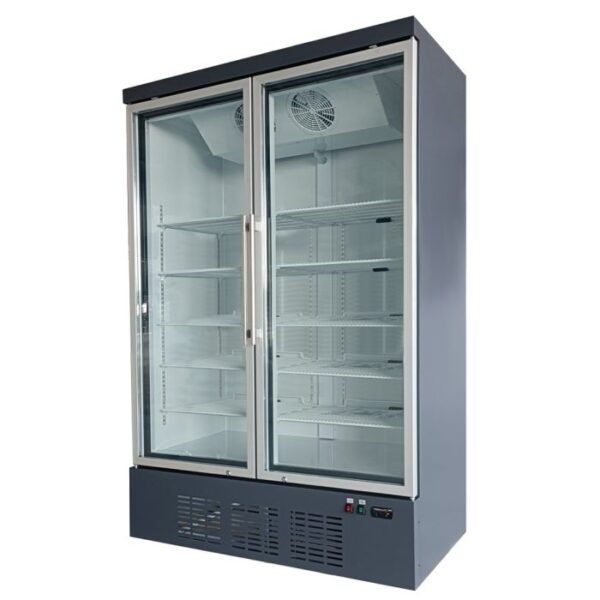 Upright Two Glass Door Freezer moli 137cm 4ft - 1079 Litre